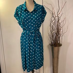 Motherhood Maternity short sleeve button down Polka dot dress with tie i…
